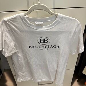 Balenciaga White Tee with Black Logo